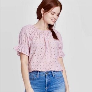 Pink Universal Thread Eyelet Blouse